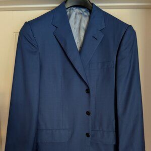 NWOT Lutwyche Savile Row Bespoke Hand-Tailored Blue Wool Sport Coat Jacket US42